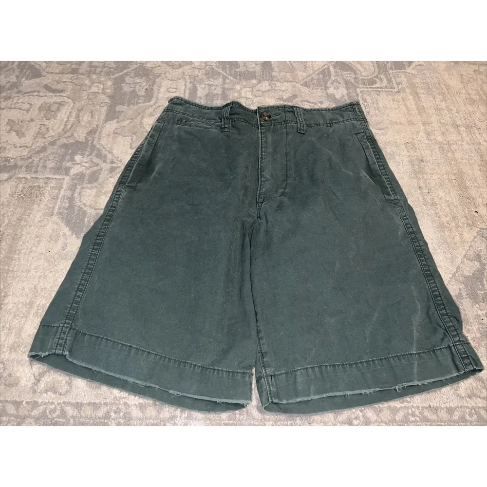 American Eagle Outfitters Mens Sz 30 Cargo Shorts Zip Flat front Green